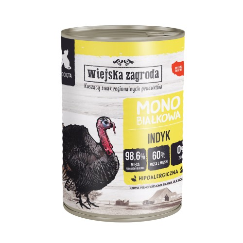 WIEJSKA ZAGRODA Indyk mokra karma mono dla kociąt, 400 g