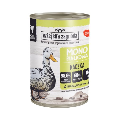 WIEJSKA ZAGRODA Kaczka mokra karma mono dla kota, 400 g