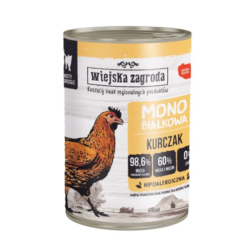 WIEJSKA ZAGRODA Kurczak mokra karma mono dla kota, 400 g