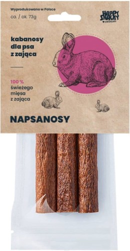 HAPPY SNACKY Przysmak dla psa Napsanosy z zająca, 3 szt