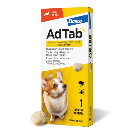ELANCO AdTab Tabletka na pchły i kleszcze dla psów 5,5-11 kg, 225mg