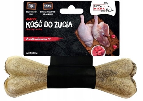 SYTA MICHA Kość do żucia dla psa z kaczką i malinami Maxi 22 cm