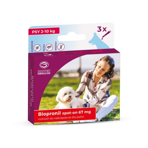 BIOPRONIL Spot-on 67 mg - przeciw pchłom i kleszczom dla psa 2-10 kg, 3 pipety