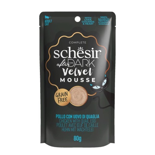 SCHESIR After Dark Velvet Mousse - Mus z kurczakiem i jajkami przepiórczymi, 80 g