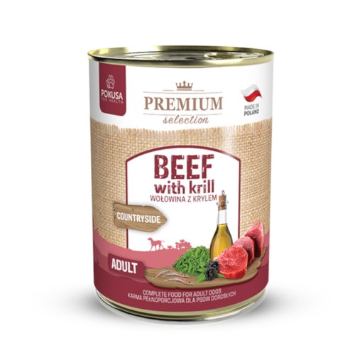 POKUSA Karma Premium wołowina z krylem dla psa, 400g