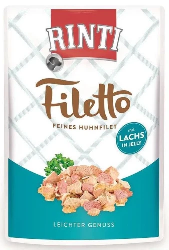 RINTI Filetto Kurczak z łososiem, mokra karma dla psa, 100g