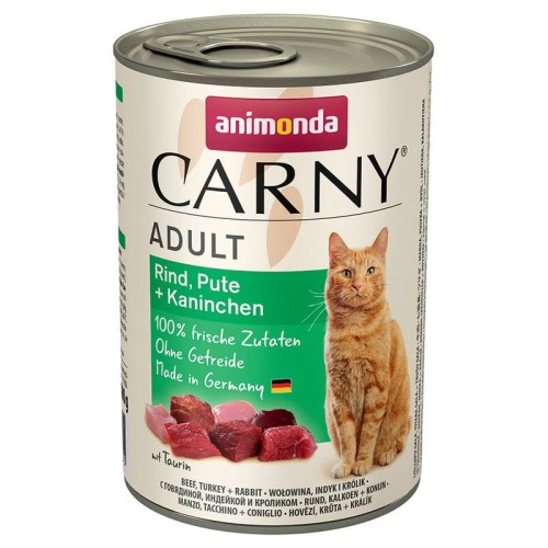 ANIMONDA Carny Wołowina z indykiem i królikiem, mokra karma dla kota, 400g