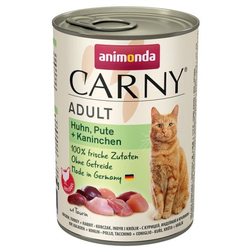 ANIMONDA Carny Indyk z kurczakiem i królikiem, mokra karma dla kota, 400g