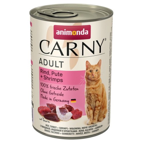 ANIMONDA Carny Wołowina z indykiem i krewetkami, mokra karma dla kota, 400g