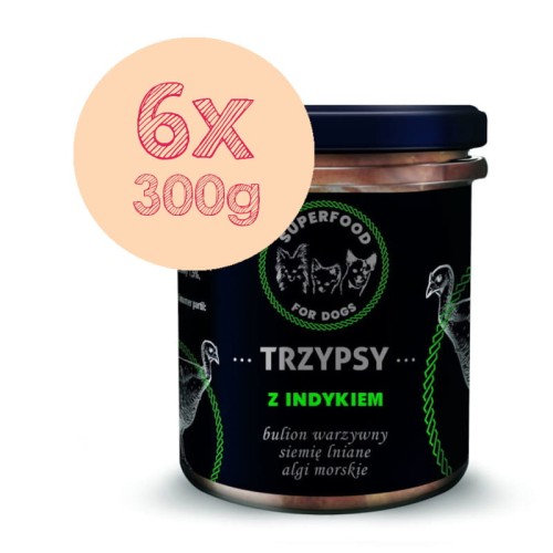 TRZYPSY Mokra karma dla psa z Indykiem, zestaw 6x300g
