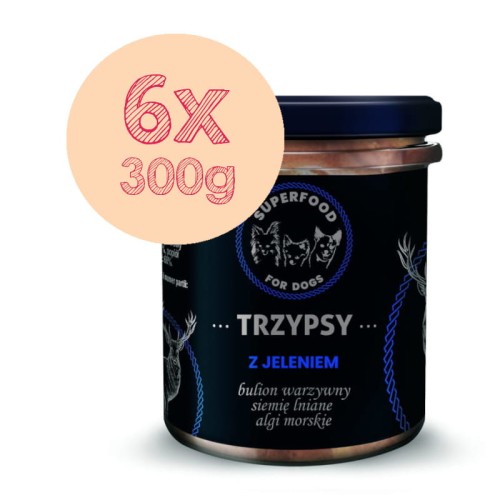 TRZYPSY Mokra karma dla psa z Jeleniem, zestaw 6x300g