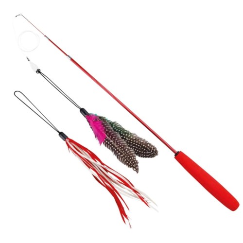 TRIXIE Teleskopowa wędka dla kota z wymiennymi końcówkami, 40-98cm
