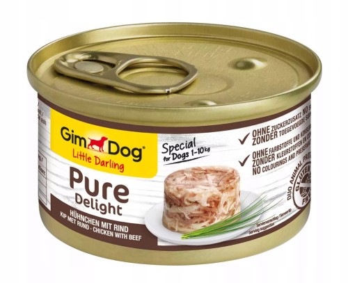 GIMDOG Pure Delight Mięsne kawałki w galarecie Kurczak z wołowiną, 85 g