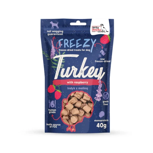 SYTA MICHA Freezy Liofilizowane przysmaki dla psa Indyk z malinami, 40g