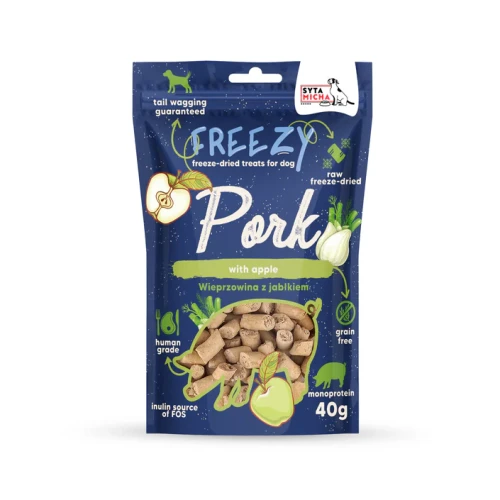 SYTA MICHA Freezy Liofilizowane przysmaki dla psa Wieprzowina z jabłkiem, 40g