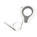 BARRY KING Smycz automatyczna, okrągła, biało-szara, taśma, ładowanie USB, 3m - Zdjęcie 1