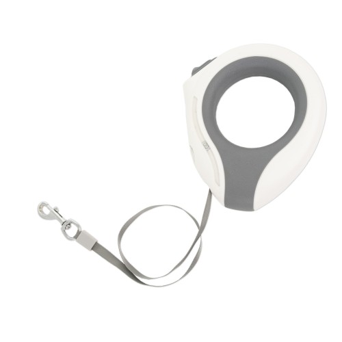 BARRY KING Smycz automatyczna, okrągła, biało-szara, taśma, ładowanie USB, 3m
