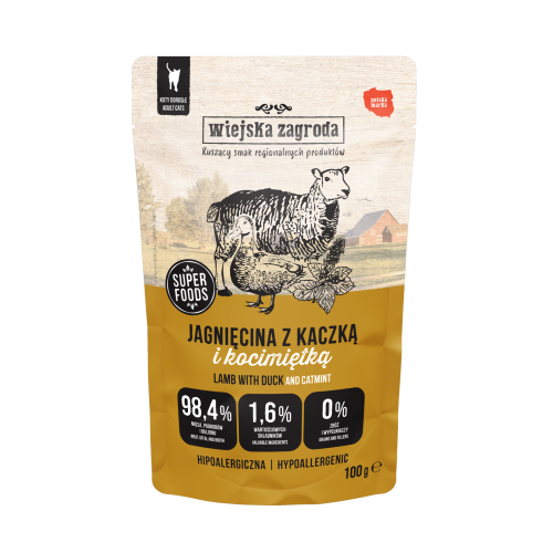 WIEJSKA ZAGORDA Jagnięcina z kaczką i kocimiętką, 100g