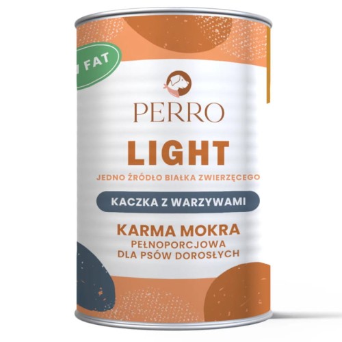 PERRO Light Kaczka z warzywami – monobiałkowa formuła dla psów dorosłych, 400g