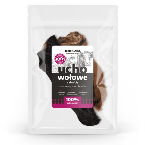 UNISZKI Ucho wołowe z sierścią, 1 szt