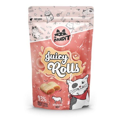 MR.BANDIT Juicy Rolls miękki przysmak dla kota z wołowiną, 40g