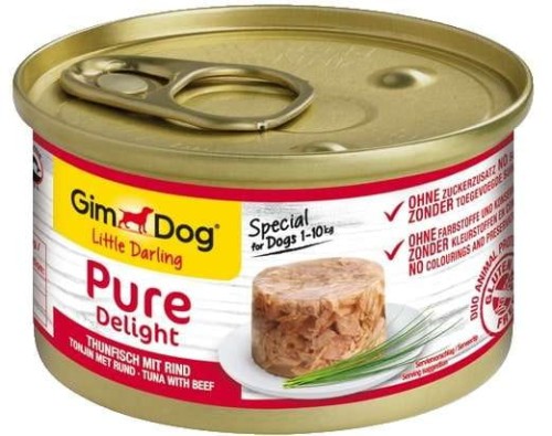 GIMDOG Pure Delight Mięsne kawałki w galarecie Tuńczyk z wołowiną, 85 g