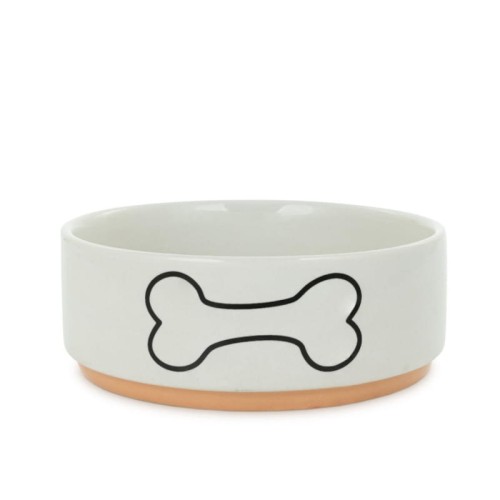 BARRY KING Miska dla psa z kością, ceramiczna, biała, 15cm
