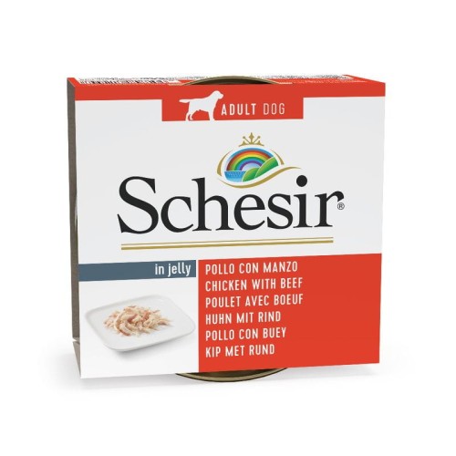 SCHESIR Filety z kurczaka z wołowiną w galarecie dla psa, 150 g