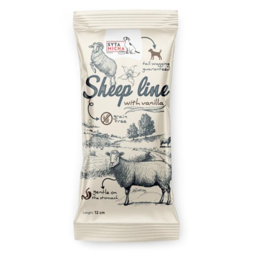 SYTA MICHA Sheep line Kość do żucia dla szczeniąt Owca z wanilią, 12 cm