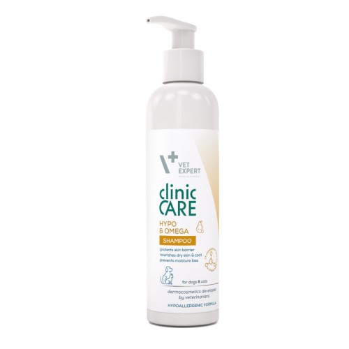 VET EXPERT Clinic Care Hypo & Omega Shampoo, szampon dermokosmetyczny dla psów i kotów, 250 ml