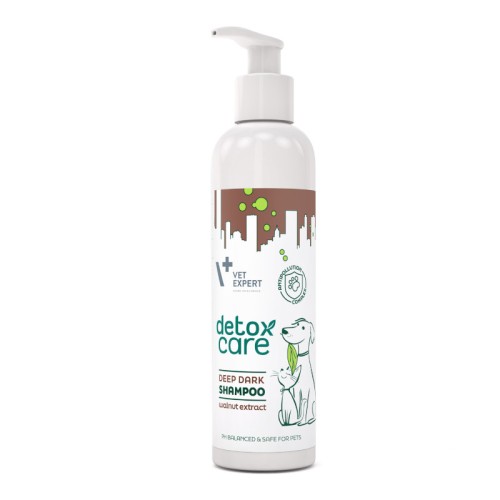 VET EXPERT Detox Care Deep Dark Shampoo, szampon dla psów i kotów o ciemnej i czarnej sierści, 250 ml