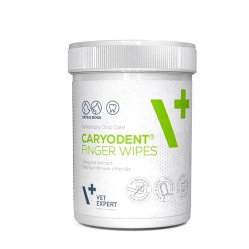VET EXPERT Caryodent Fingers Wipes, czyściki do zębów dla psa i kota, 50 szt