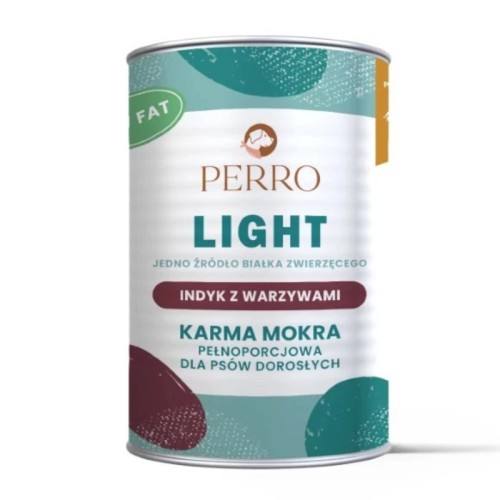 PERRO Light Indyk z warzywami – monobiałkowa formuła dla psów dorosłych, 400g