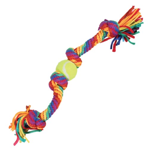 ZOLUX Szarpak dla psa RAINBOW sznur z piłką tenisową, 60cm