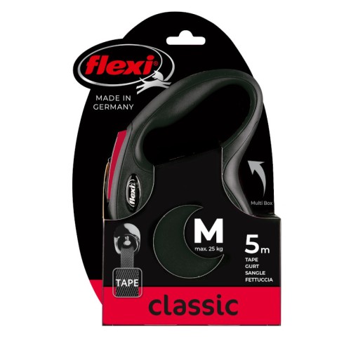 FLEXI Smycz automatyczna Classic Black Fire M taśma 5 m czarna