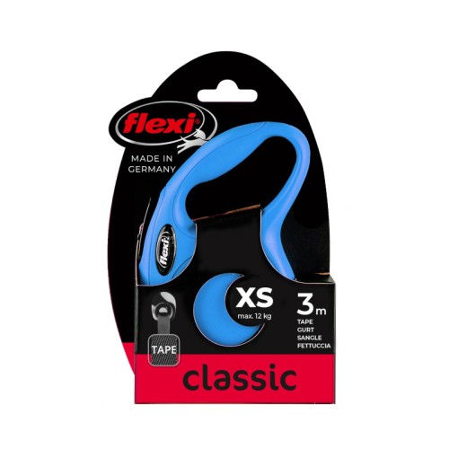 FLEXI Smycz automatyczna New Classic XS taśma 3 m niebieska