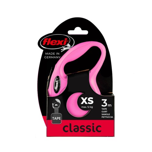 FLEXI Smycz automatyczna New Classic XS taśma 3 m różowa