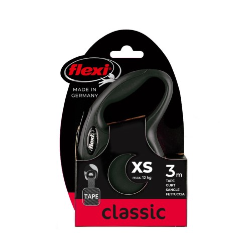 FLEXI Smycz automatyczna New Classic XS taśma 3 m czarna