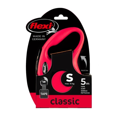FLEXI Smycz automatyczna New Classic S taśma 5 m czerwona