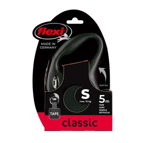 FLEXI Smycz automatyczna New Classic S taśma 5 m czarna