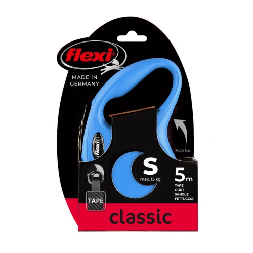 FLEXI Smycz automatyczna New Classic S taśma 5 m niebieska