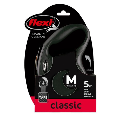 FLEXI Smycz automatyczna New Classic M taśma 5 m czarna
