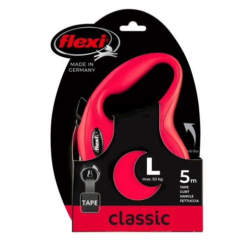 FLEXI Smycz automatyczna New Classic L taśma 5 m czerwona