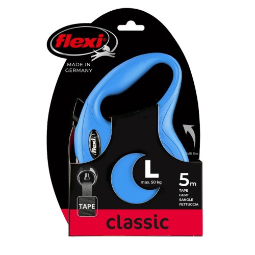 FLEXI Smycz automatyczna New Classic L taśma 5 m niebieska