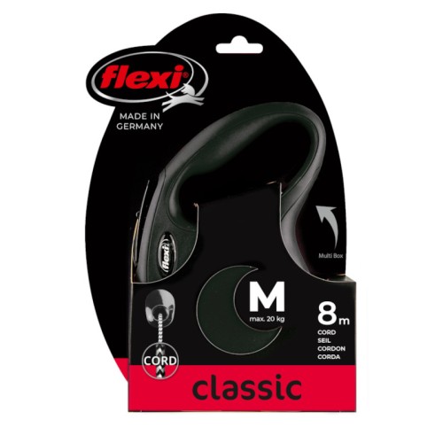 FLEXI Smycz automatyczna New Classic M linka 8 m czarna