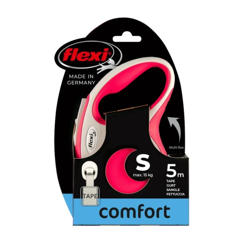 FLEXI Smycz automatyczna New Comfort S taśma 5 m czerwona