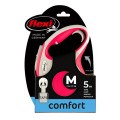 FLEXI Smycz automatyczna New Comfort M taśma 5 m czerwona - Zdjęcie 1
