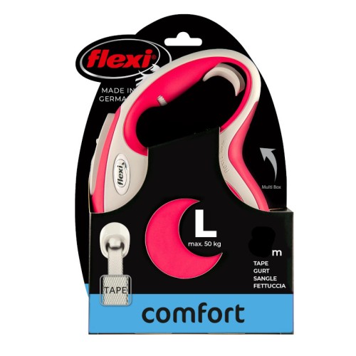 FLEXI Smycz automatyczna New Comfort L taśma 5 m czerwona