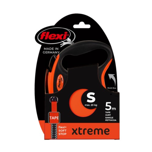 FLEXI Smycz automatyczna XTREME S taśma 5 m kol. pomarańczowy