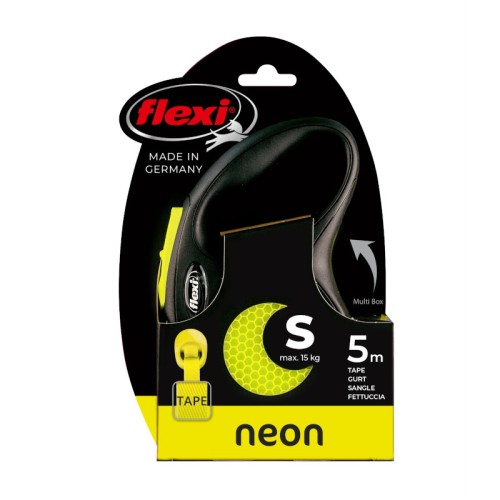 FLEXI Smycz automatyczna NEW NEON S taśma 5 m